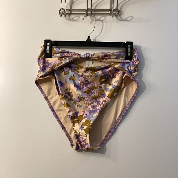 Zimmerman Bikini-Slip Knot High Waist Purple Multi Floral Bikini Bottom Size 8 - Picture 7 of 16